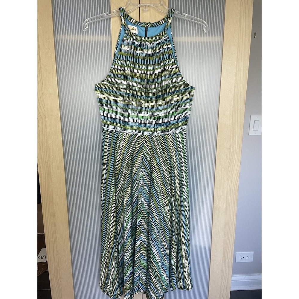 Talbots Summer Halter Dress Midi A Line Size 4 Small Work party Beach‎ Travel